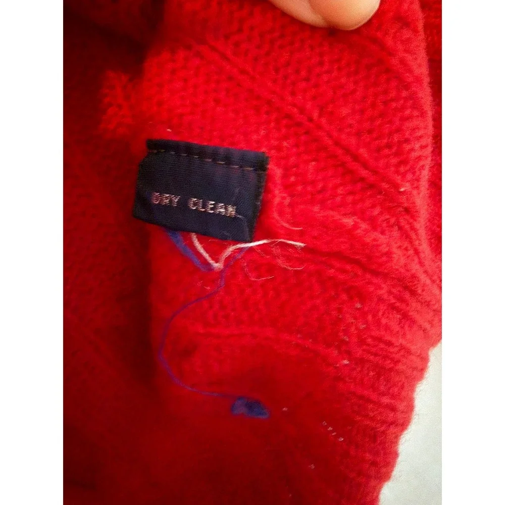 Polo Ralph Lauren Red Cable Knit‎ Lambswool Crewneck Sweater Mens XL Vintage